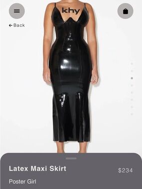 KHY KYLIE JENNER Black Latex Maxi Skirt